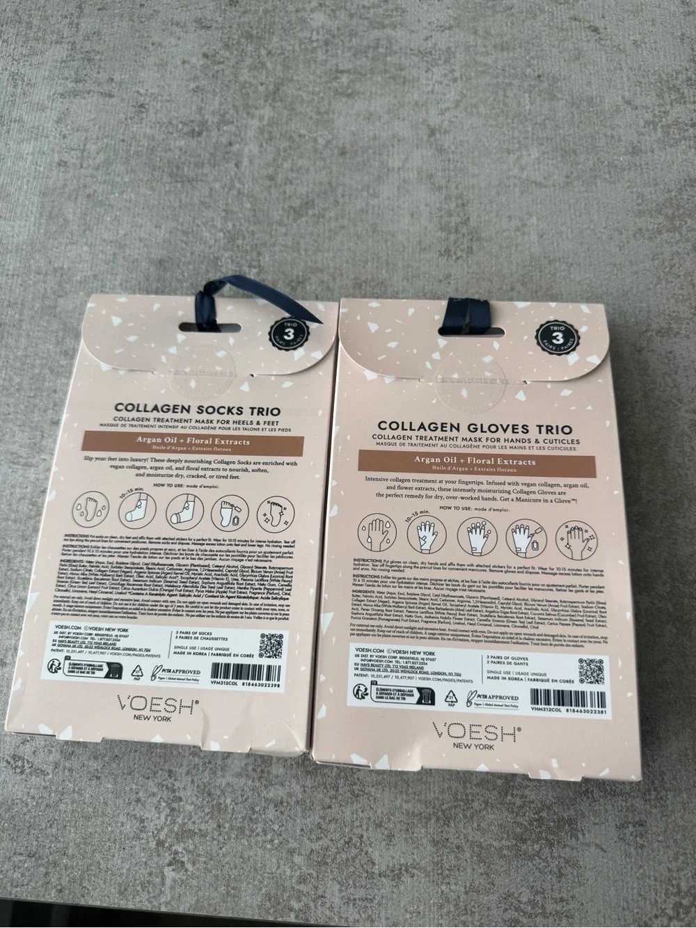 VOESH Pink Collagen Socks & Gloves Set — Nourishing Argan Oil Treatment